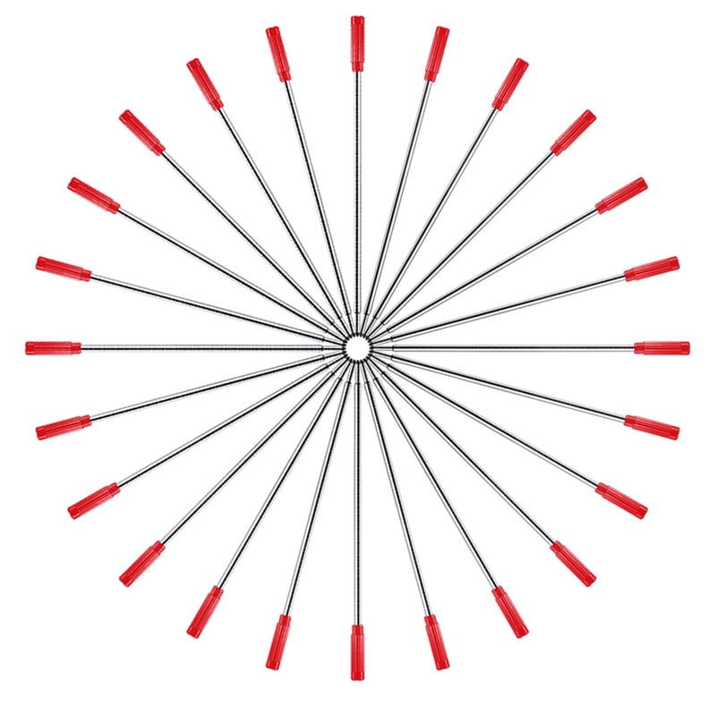 DunBong Red Ink Refill Pack of 5, Replaceable Ballpoint Pen Refills, Medium Point Metal Refill (Red) - Image 2